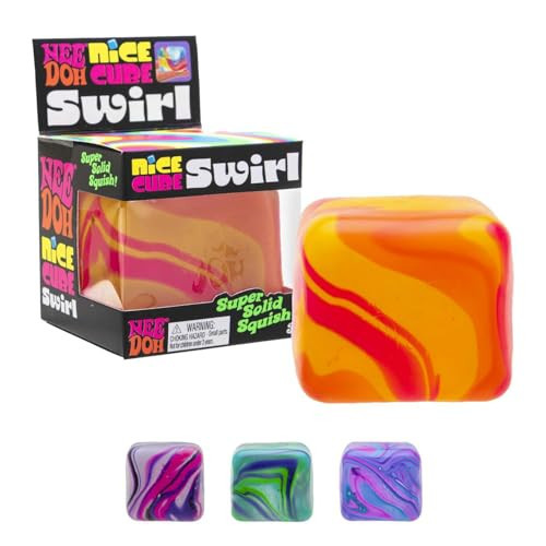 Schylling NeeDoh Nice Cube Swirl - Sensory Toy with a Super Solid Squish - Unique, Swirling Color Blend - Color May Vary (1 Per Pack) | Amazon (US)