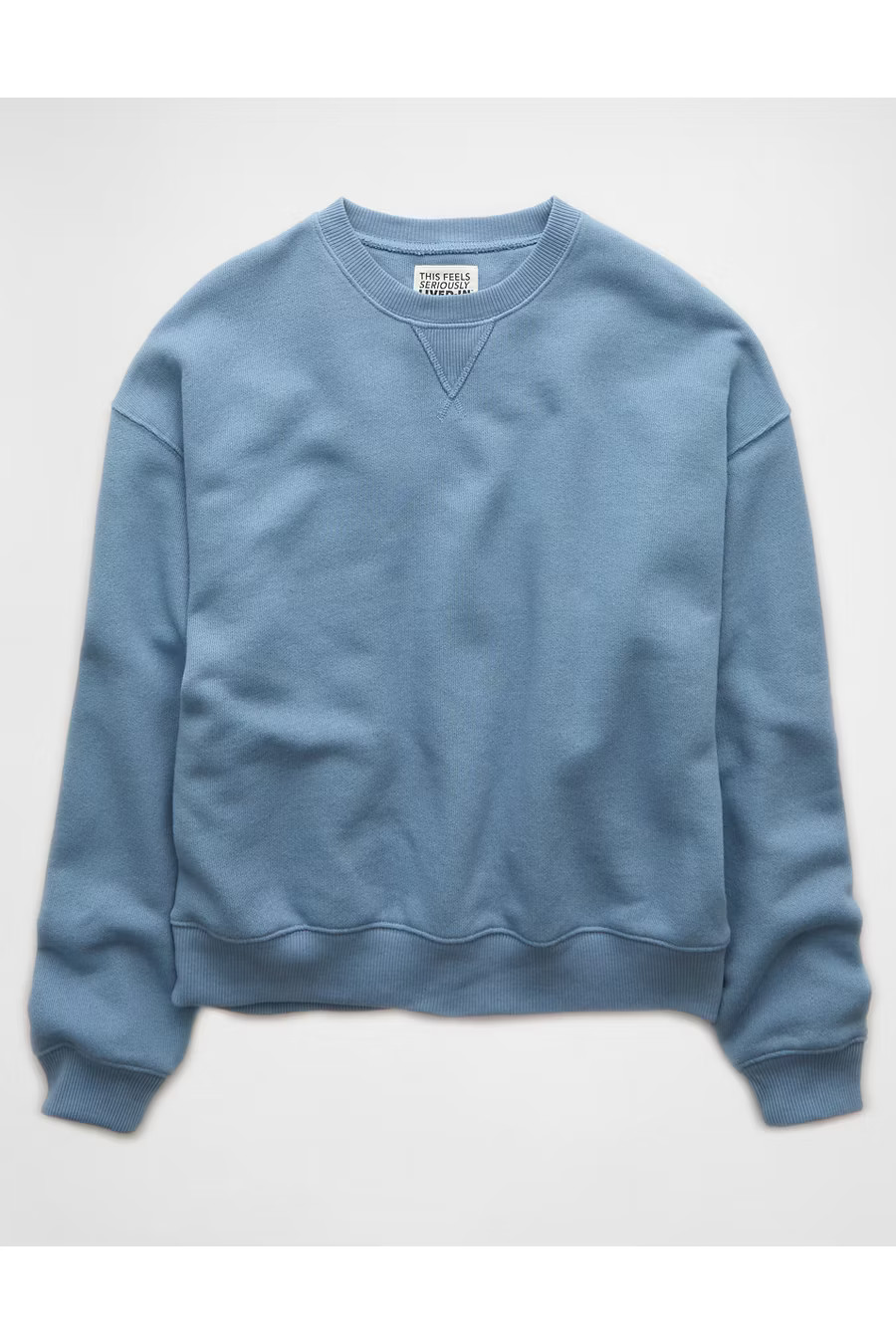 AE Relaxed Crew Neck Sweatshirt Women's Blue L | American Eagle Outfitters (US & CA)