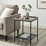 Walker Edison Furniture Industrial Farmhouse Square Side End Accent Table Living Room, 18 Inch, Grey | Amazon (US)