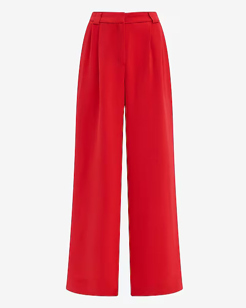 Signature Crepe High Waisted Relaxed Trouser | Express