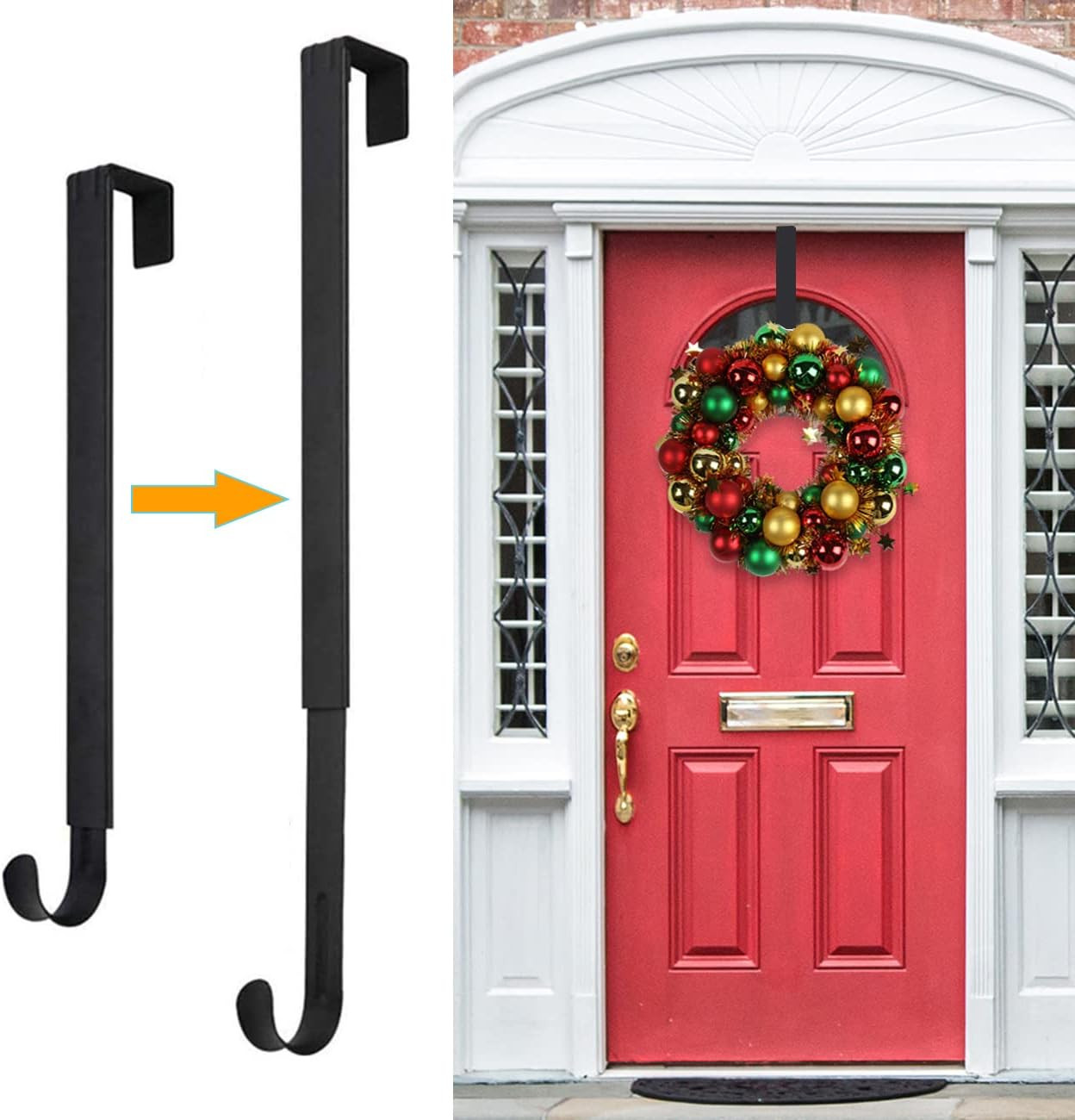 Wreath Hanger,Christmas Decorations Adjustable Wreath Hanger for Front Door | Amazon (US)