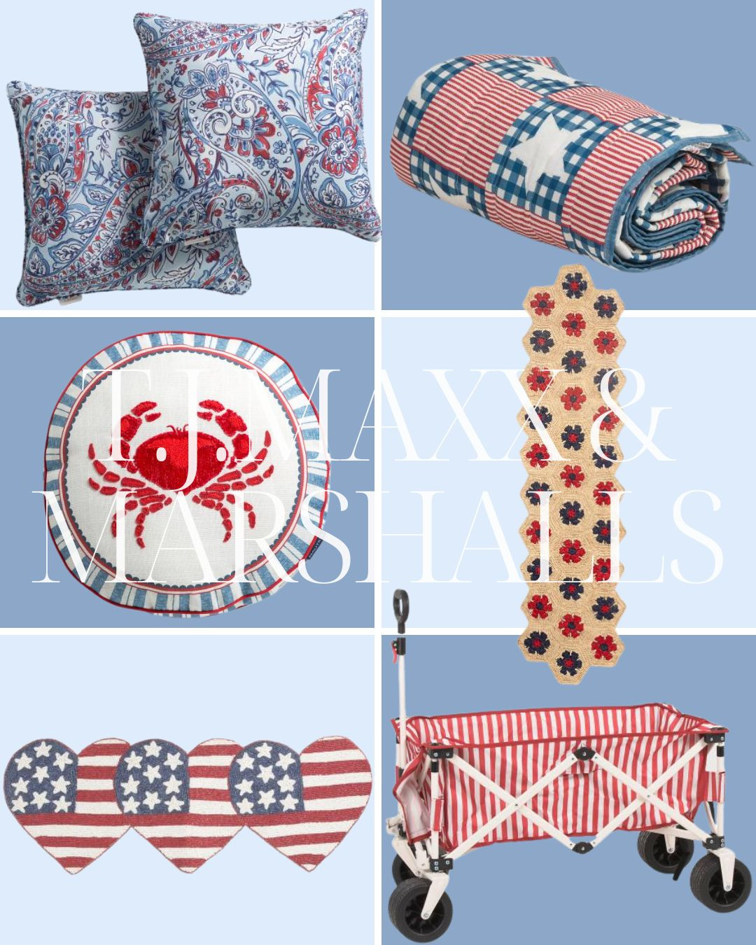 Americana at T.J. Maxx!

living room | bathroom | bedroom | home decor | home refresh | bedding | nursery | classic home | traditional home | blue and white | furniture | coffee table | southern home | coastal home | grandmillennial home | scalloped | woven | rattan | classic style | preppy style | grandmillennial decor | blue and white decor | classic home decor | traditional home | bedroom decor | bedroom furniture | dresser | blue chair | brass lamp | floor mirror | euro pillow | white bed | linen duvet | side table | rug | glassware | cups | plates | hosting | kitchen spring | sale picks | outdoor furniture | porch | beach | Lillian August | Karma Home | Ballard Designs 

 #LTKSeasonal #LTKHome