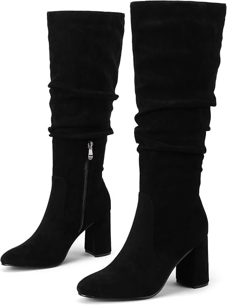 Eteridrey Knee High Boots for Women Pointed Toe Suede Slouchy Boots | Amazon (US)