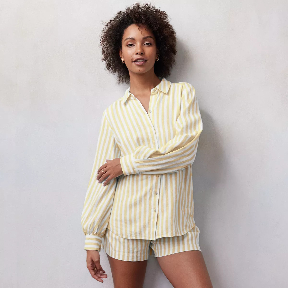 Women's LC Lauren Conrad Oversized Volume Sleeve Linen Blend Button Down Shirt | Kohl's