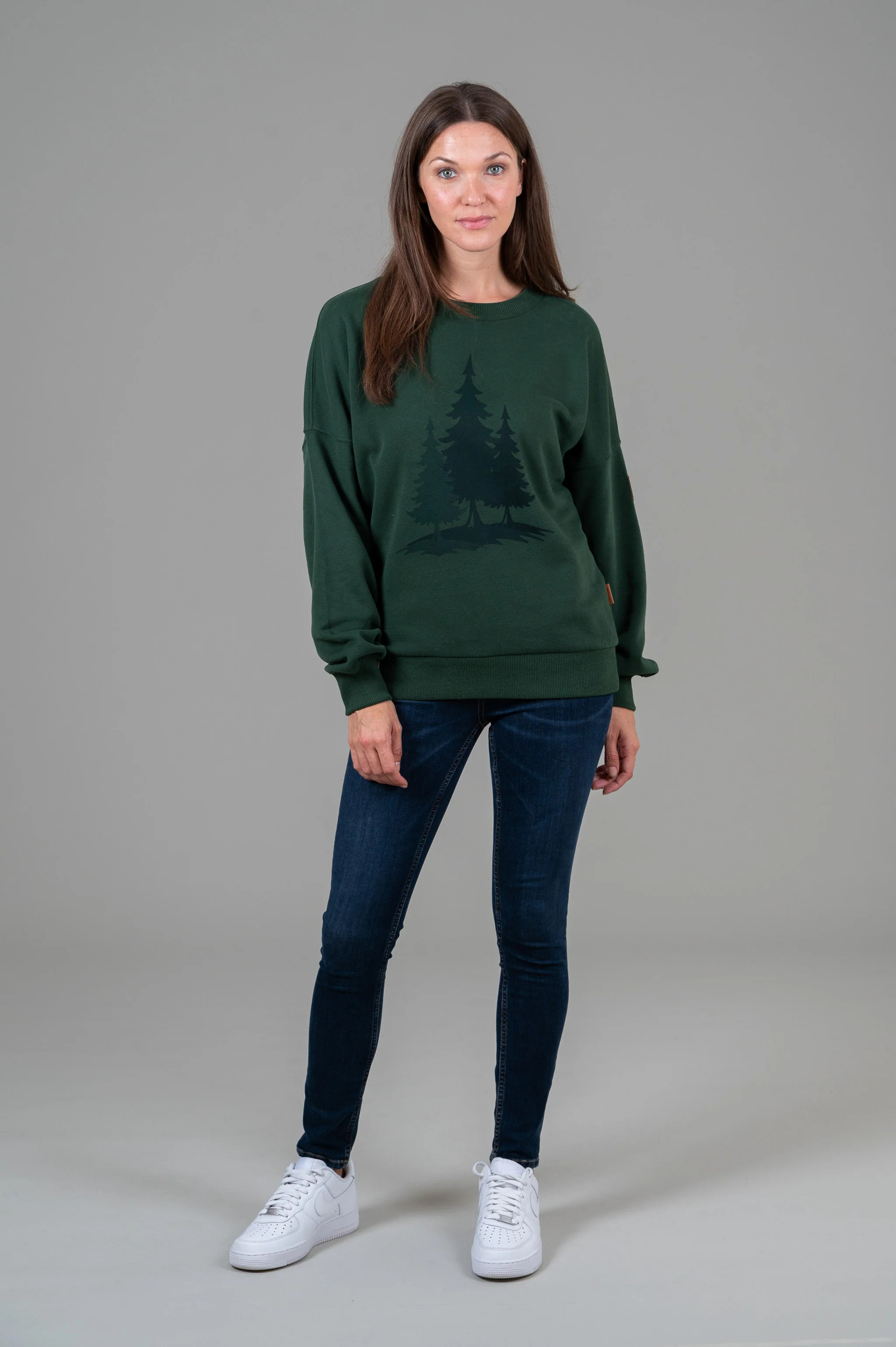 Lone Pines Print Sweatshirt Deep Forest | Wanakome