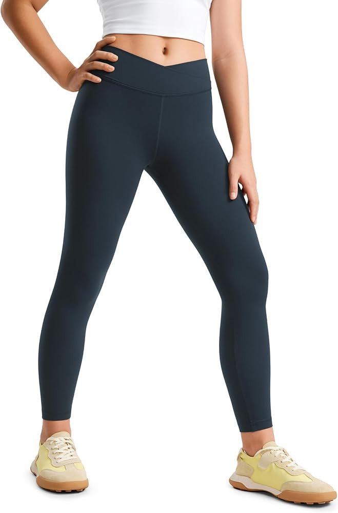 CRZ YOGA Girls Butterluxe Crossover Waist Yoga Leggings - Athletic Sports Casual Pants V Cross Ti... | Amazon (US)