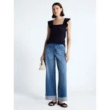 Free Assembly Women's High Rise Patch Pocket Cuffed Jeans, 26" Inseam, Sizes 0-18 | Walmart (US)