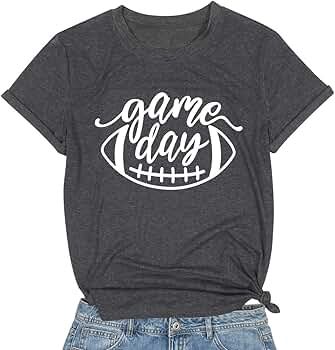 Game Day Football T Shirt Women Funny Football Season Tees Short Sleeve Sunday Shirt | Amazon (US)