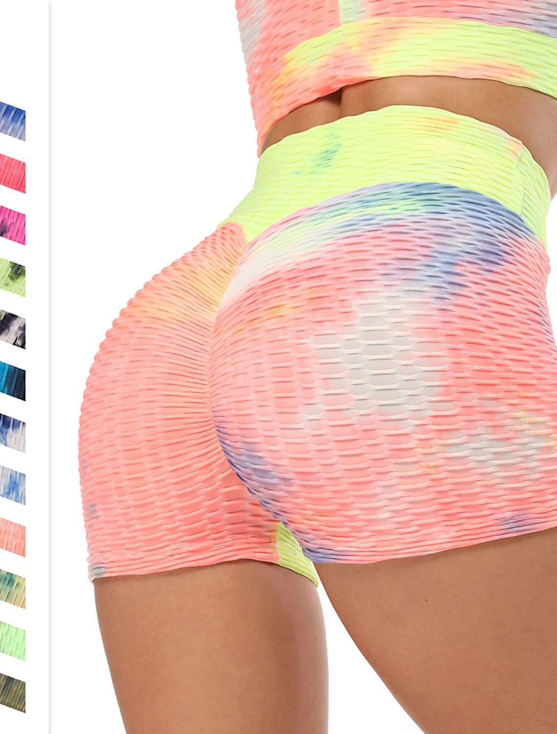 Women's High Waist Yoga Shorts Shorts Tummy Control Butt Lift Quick Dry Tie Dye Black / White Bla... | Light in the Box