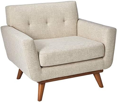 Modway Engage Mid-Century Modern Upholstered Fabric Accent Arm Lounge Chair in Beige, Armchair | Amazon (US)