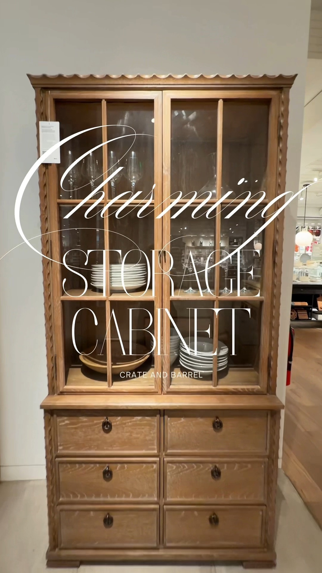 New favorite furniture find! 🤎 The Hazelton Oak Wood Storage Cabinet is such an elegant dining room storage cabinet with timeless English countryside charm.😍I love the beautiful trim detailing, warm oak finish, and glass-front display that makes styling your favorite pieces feel so special, 🍽️🥂 while the spacious storage keeps everything beautifully organized! 🙌🏻✨ @Crate & Barrel #storagecabinet #homeinspo #cabinet

#LTKHome #LTKSaleAlert