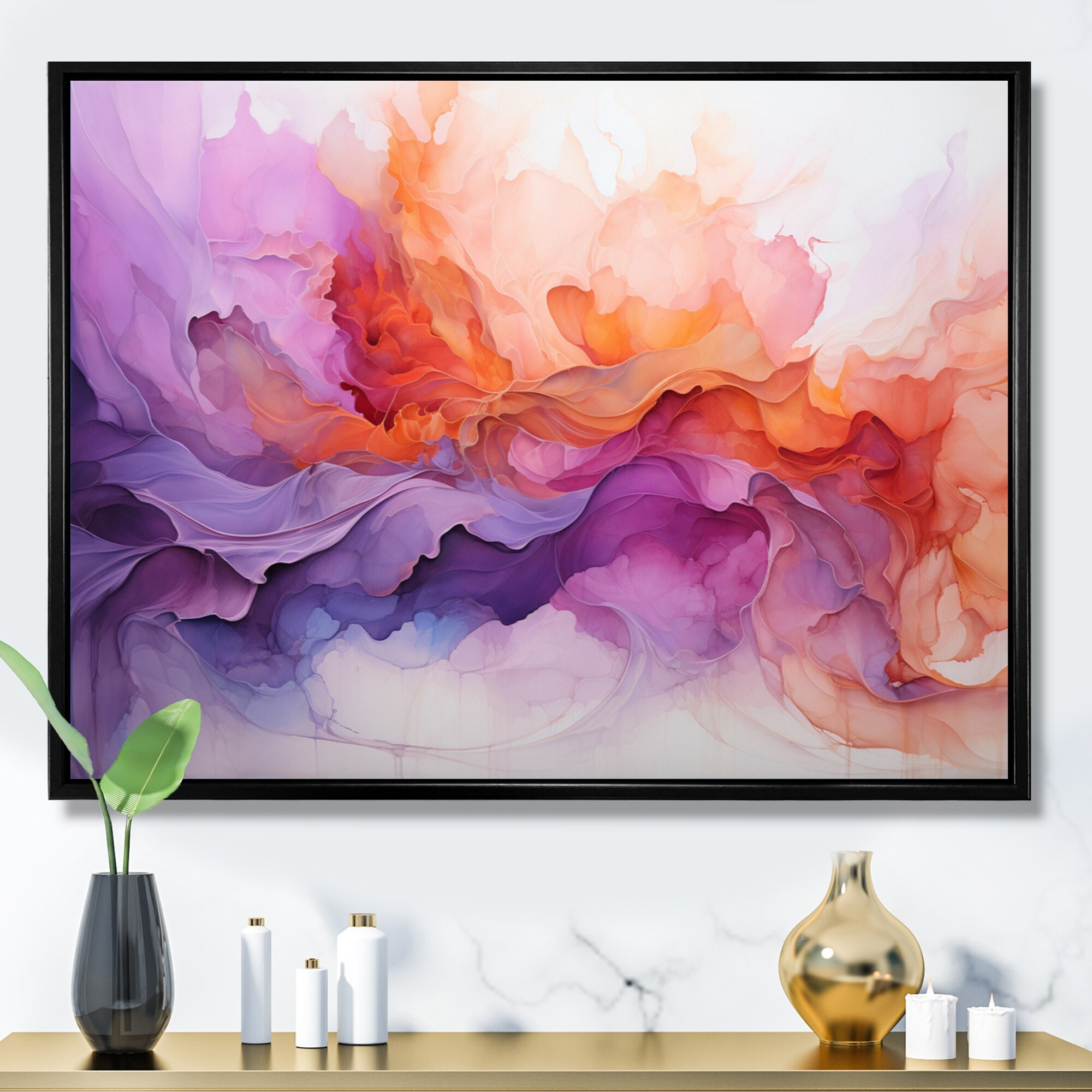 Designart "Vibrant Swirls" Abstract Spirals Framed Wall Art Prints | Bed Bath & Beyond