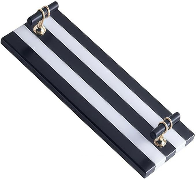 Natural Marble Bathroom Tray with Handles - 11.8" x 4.7" Luxury Stone Vanity Organizer for Towels... | Amazon (US)