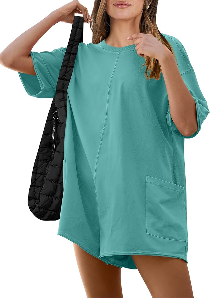 ANRABESS Women Summer Oversized T-Shirt Tee Romper Casual Baggy Short Sleeve Overall Athletic Wor... | Amazon (US)