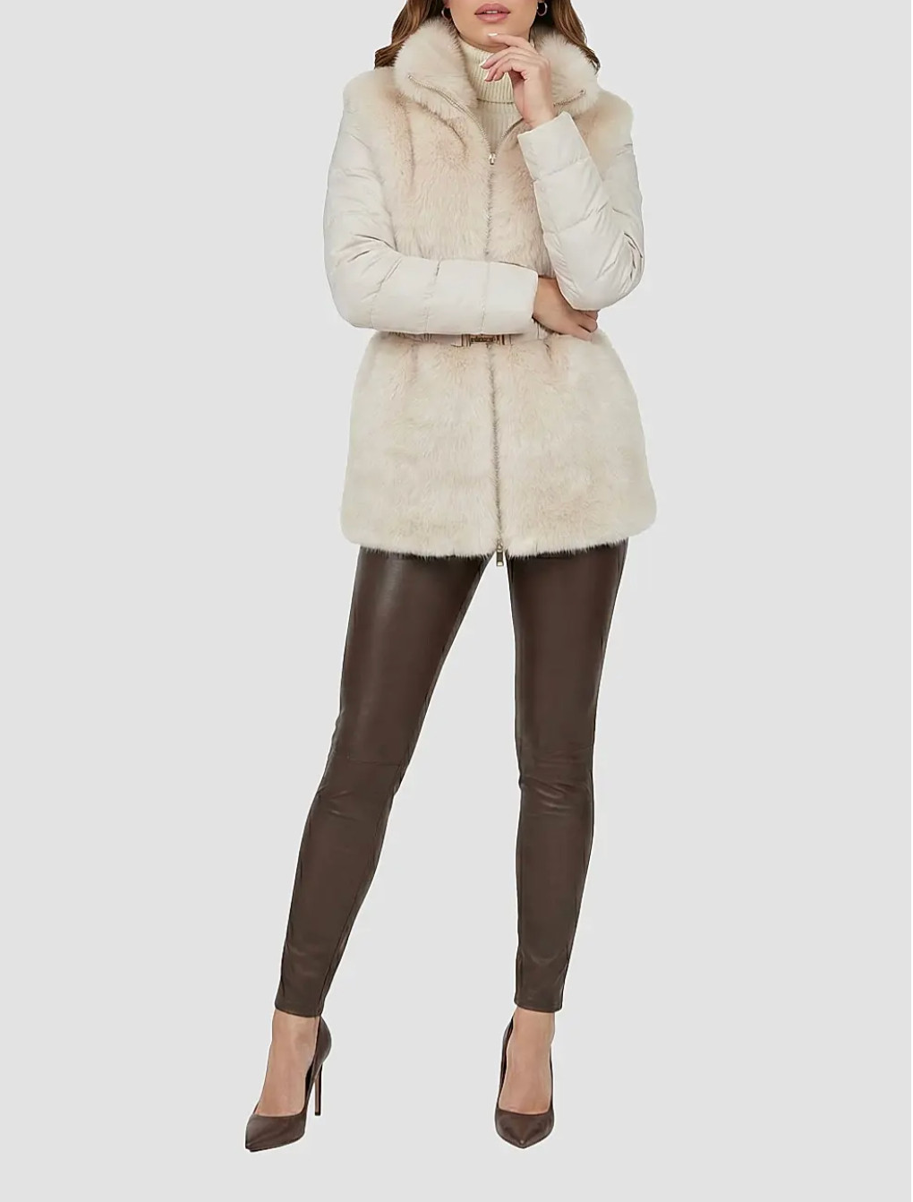 Tired of winter outerwear hiding your entire outfit? The Gorski Select Shearling Lamb Jacket with Quilted Sleeves and Back combines luxurious shearling with quilted detailing and a waist-defining belt for a warm yet polished cold-weather look. Perfect for winter dinners, date nights, holiday outings, travel, or elevated everyday style, pair it with denim, leather pants, boots, or a fitted dress. 

 #LTKootd #LTKvlog #LTKOver40
