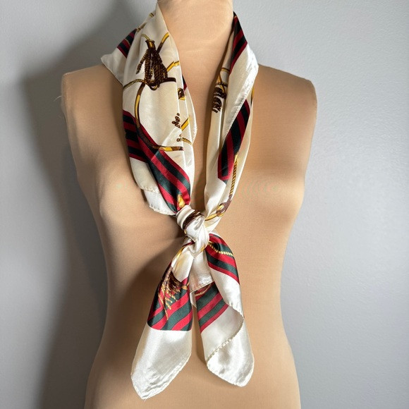 Red Green Strike Ivory Horsebit Square Scarf Wrap Belt Mask | Poshmark