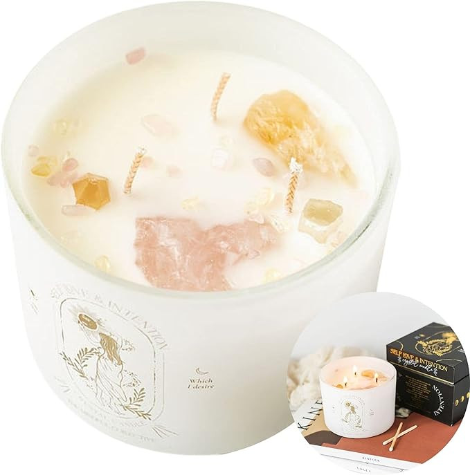 Healing Crystal Candle - Soy Candle with Crystals Inside. Energy Crystals and Healing Stones Mani... | Amazon (US)