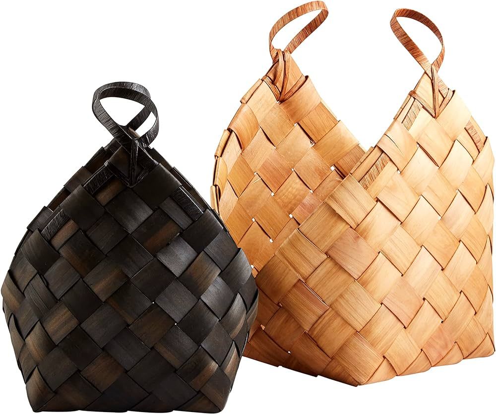 Mud Pie Wood Weave Baskets, Brown | Amazon (US)