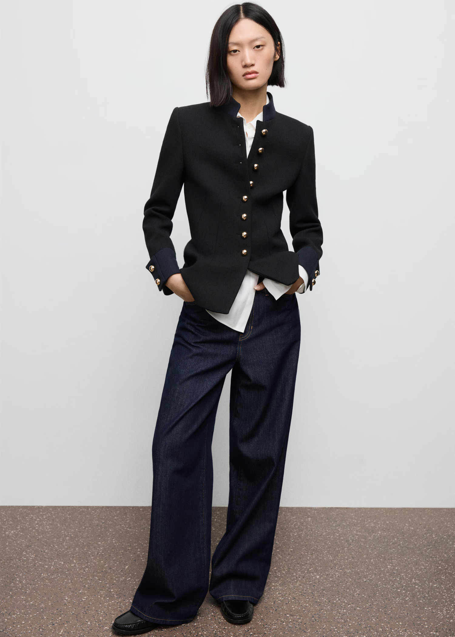 Fitted jacket with band collar | Mango (US/MX/AU)