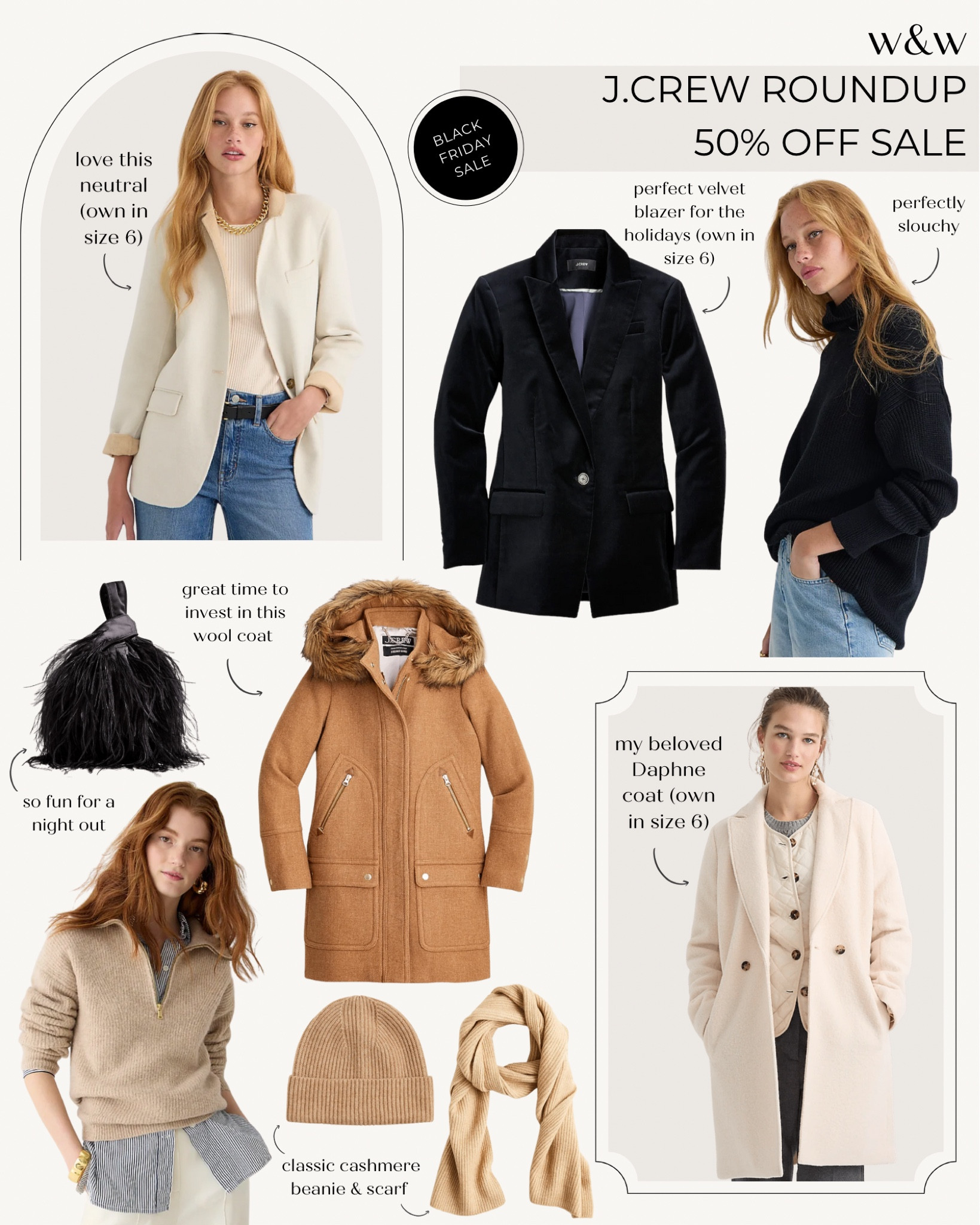 J.Crew Black Friday 50% off sale roundup:
Wool blazer
Velvet blazer
Slouchy turtleneck
Wool parka 
Feather purse 
Quarter zip
Cashmere beanie and scarf
Mid weight winter coat 

#LTKSeasonal #LTKsalealert #LTKCyberweek