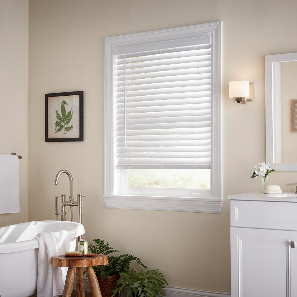 Home Decorators Collection White Cordless 2 in. Faux Wood Blind - 56.75 in. W x 48 in. L (Actual Siz | The Home Depot
