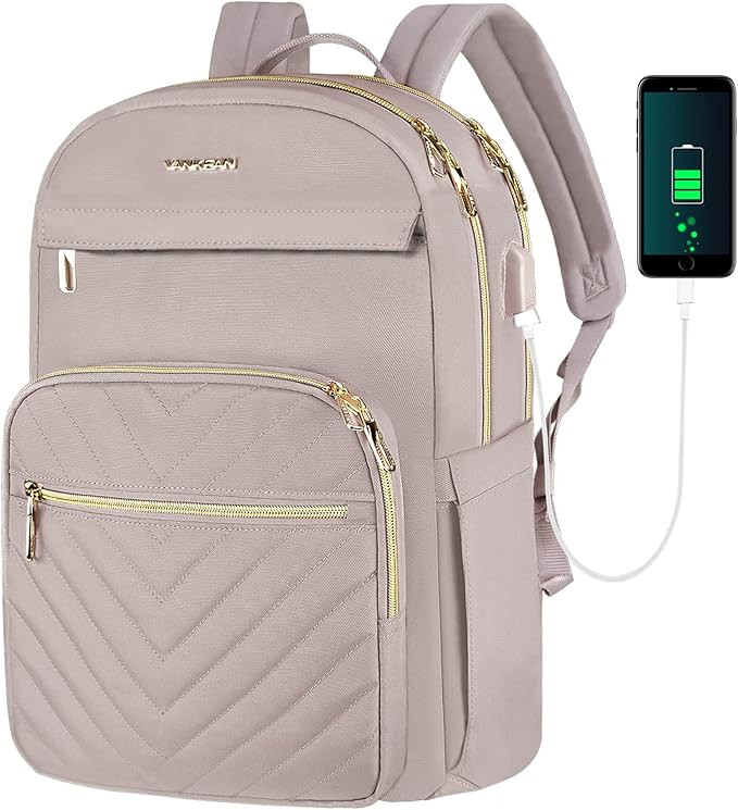 VANKEAN 15.6 Inch Laptop Backpack for Women Work Laptop Bag Fashion with USB Port, Waterproof Bac... | Amazon (US)