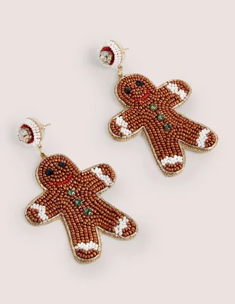Festive Embellished Earrings - Gingerbread Man | Boden (US)