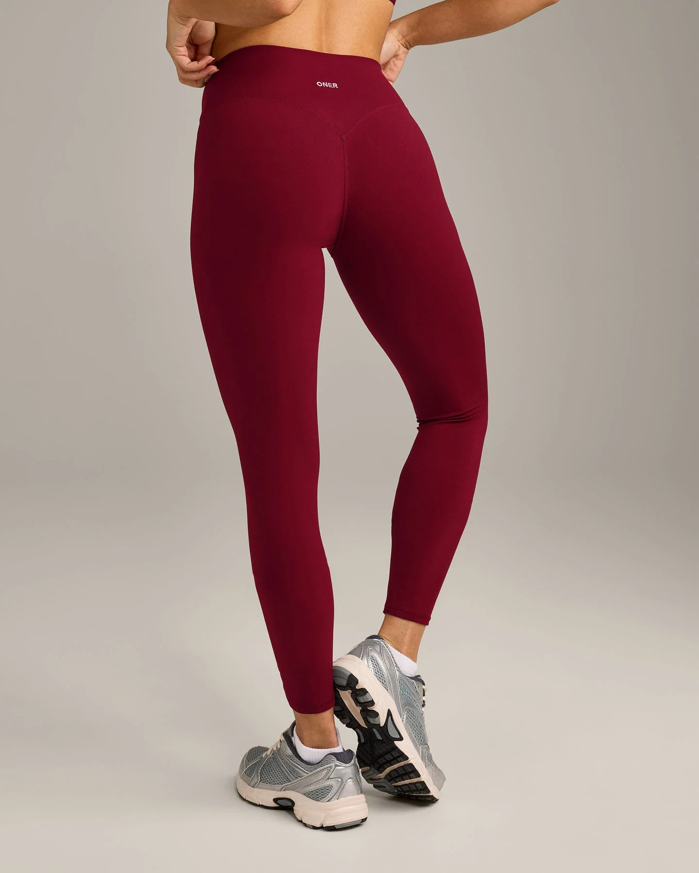 SoftMotion™ High Waisted Leggings with Gray Logo 
 Ruby Red | Oner Active (UK / US)
