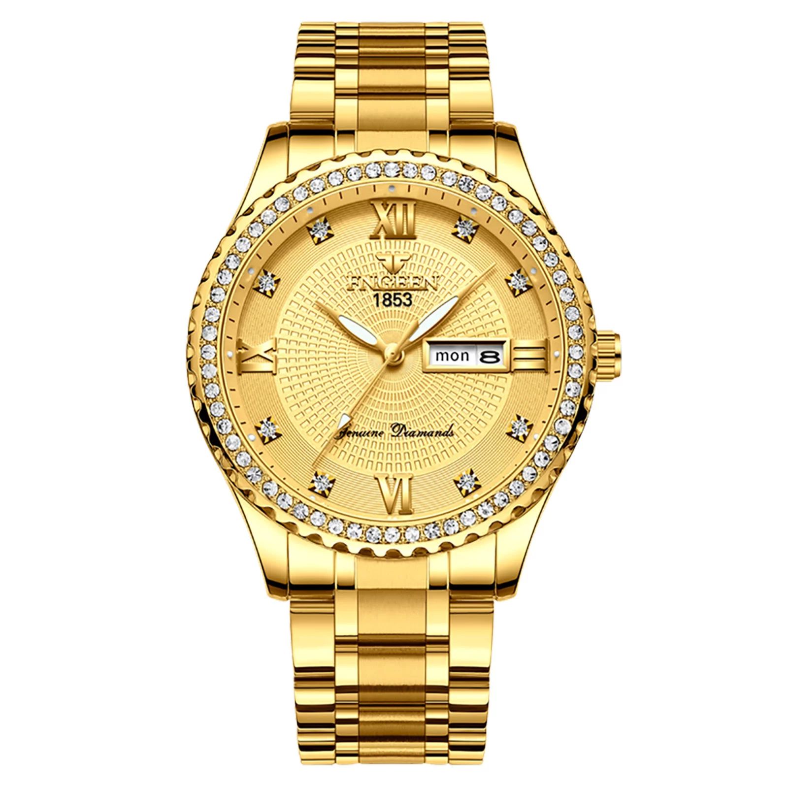 EEEkit Classic Diamond Gold Watches for Men, Stainless Steel Waterproof Dress Watch, Men's Quartz... | Walmart (US)