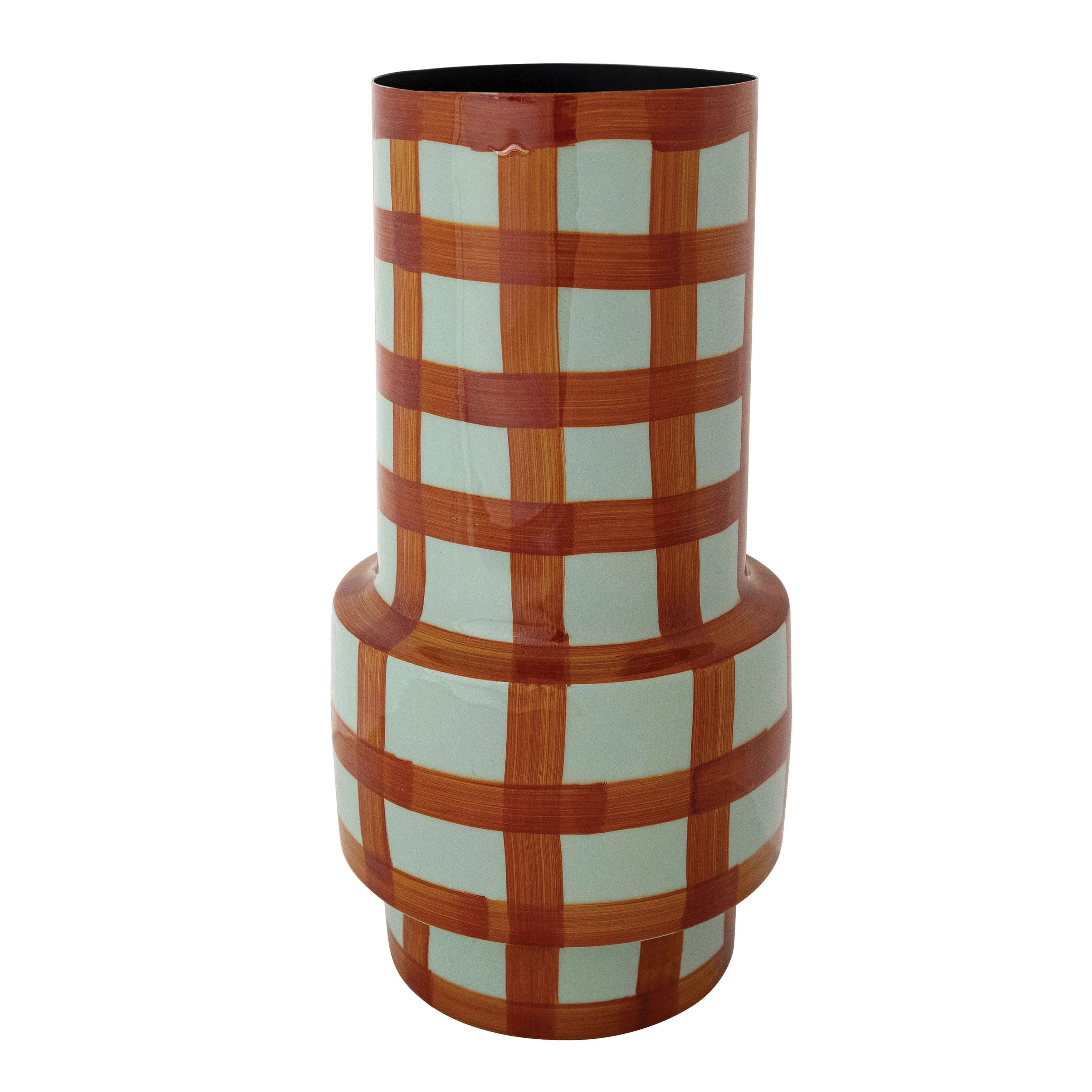 Enameled Metal Vase W Grid Pattern | Wayfair North America