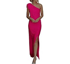 PRETTYGARDEN Women's Summer One Shoulder Long Formal Dresses Sleeveless Ruched Bodycon Wedding Gu... | Amazon (US)