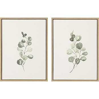 Amazon.com: Kate and Laurel Sylvie Eucalyptus Framed Linen Textured Canvas Wall Art Set by Maja Mitr | Amazon (US)
