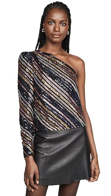 Sequin Stripe Asymmetric Top | Shopbop