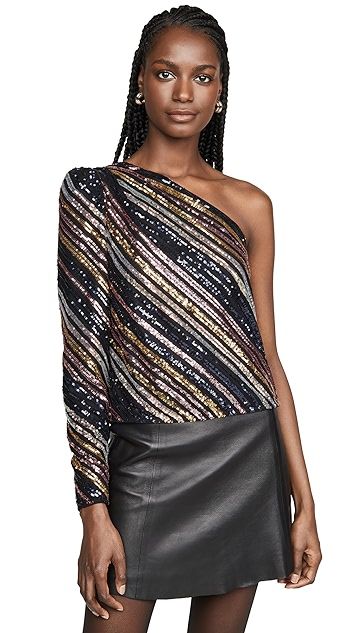 Sequin Stripe Asymmetric Top | Shopbop