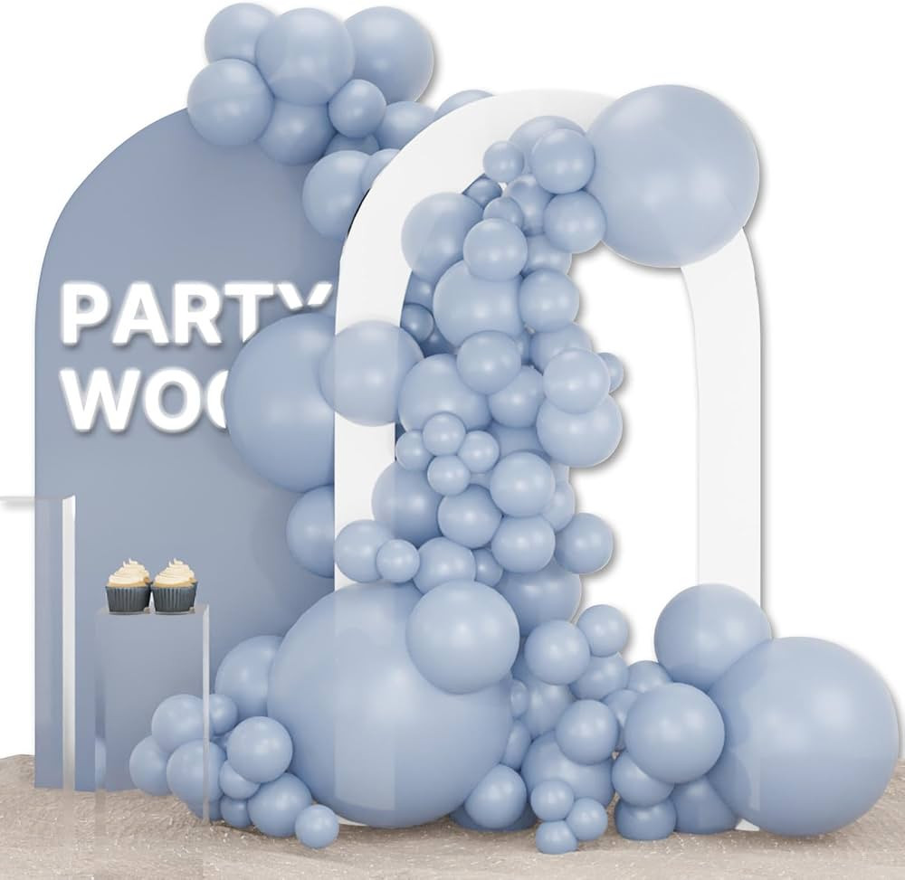 PartyWoo Dusty Blue Balloons 100 pcs Different Sizes of 18 12 10 5 Inch Light Boho Blue Balloon A... | Amazon (US)