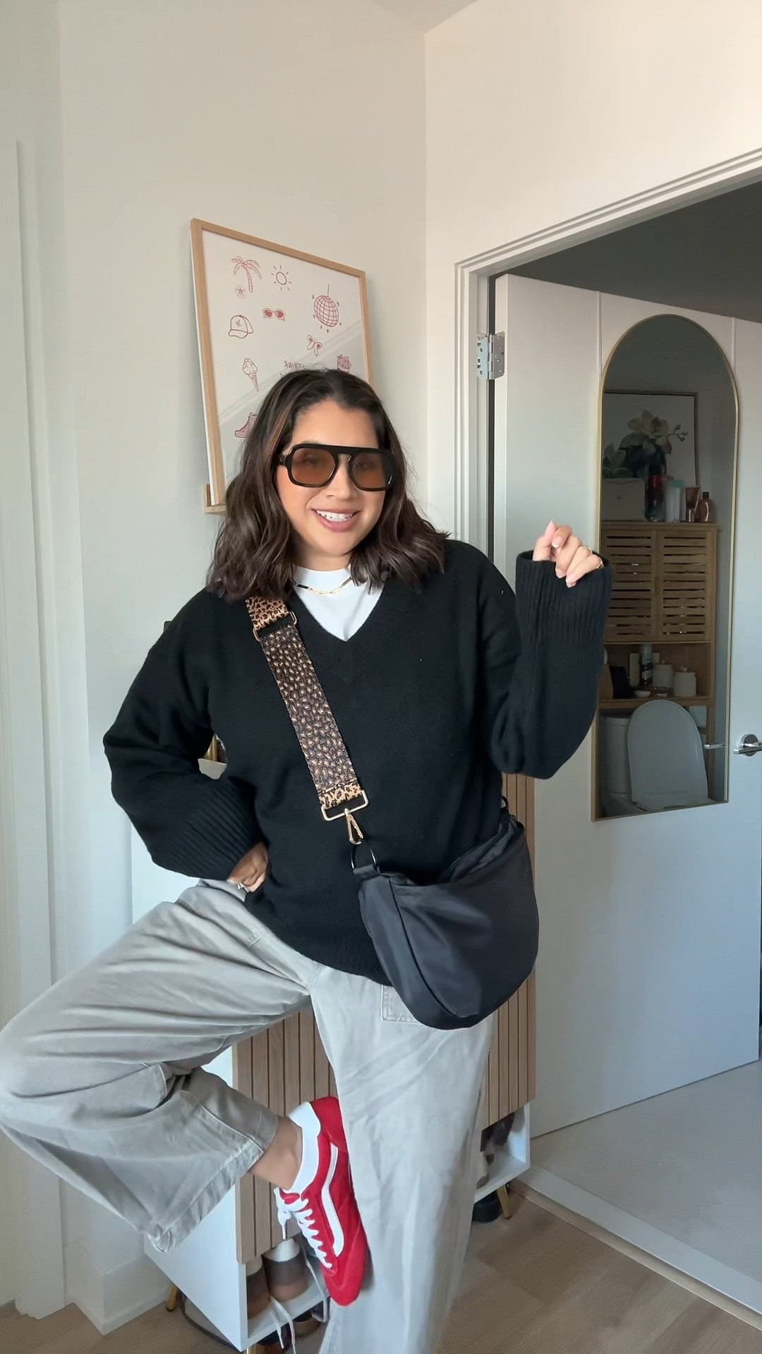 Cool mom outfit with cozy v neck sweater and Vans 

#LTKmomlife #LTKootd