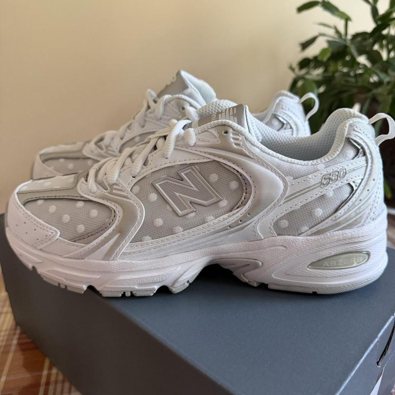 New Balance Women's Sneakers - White/Grey | Depop US