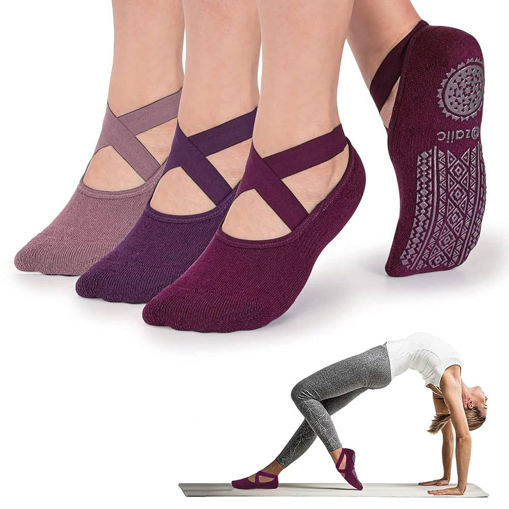Ozaiic Yoga Socks for Women Non-Slip Grips & Straps, Ideal for Pilates, Pure Barre, Ballet, Dance... | Amazon (US)