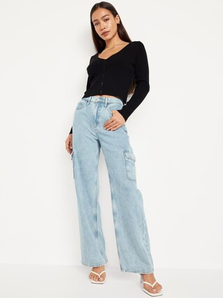 Extra High-Waisted Wide-Leg Cargo Jeans for Women | Old Navy (US)