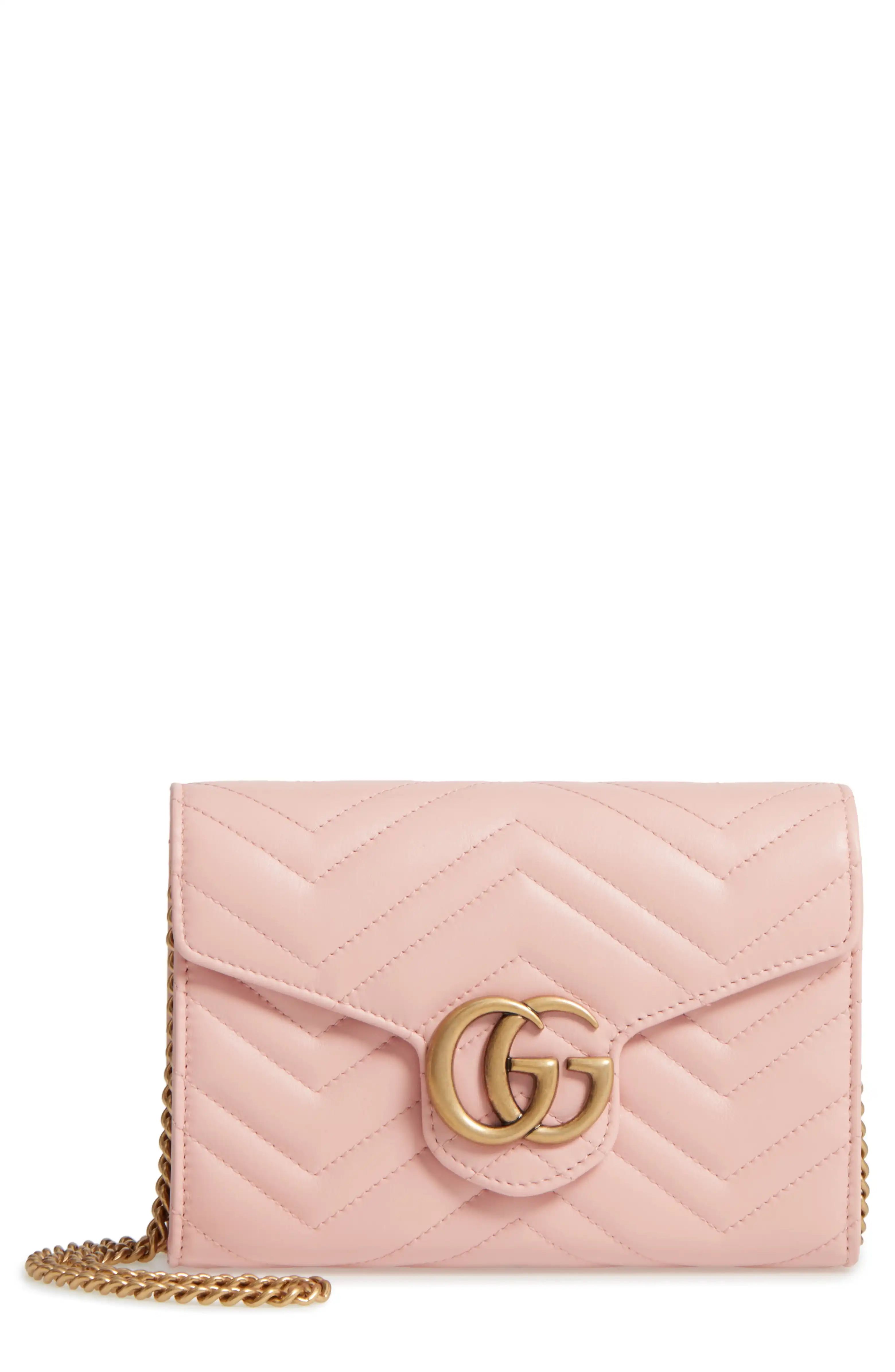 GG Marmont Matelassé Leather Wallet on a Chain | Nordstrom
