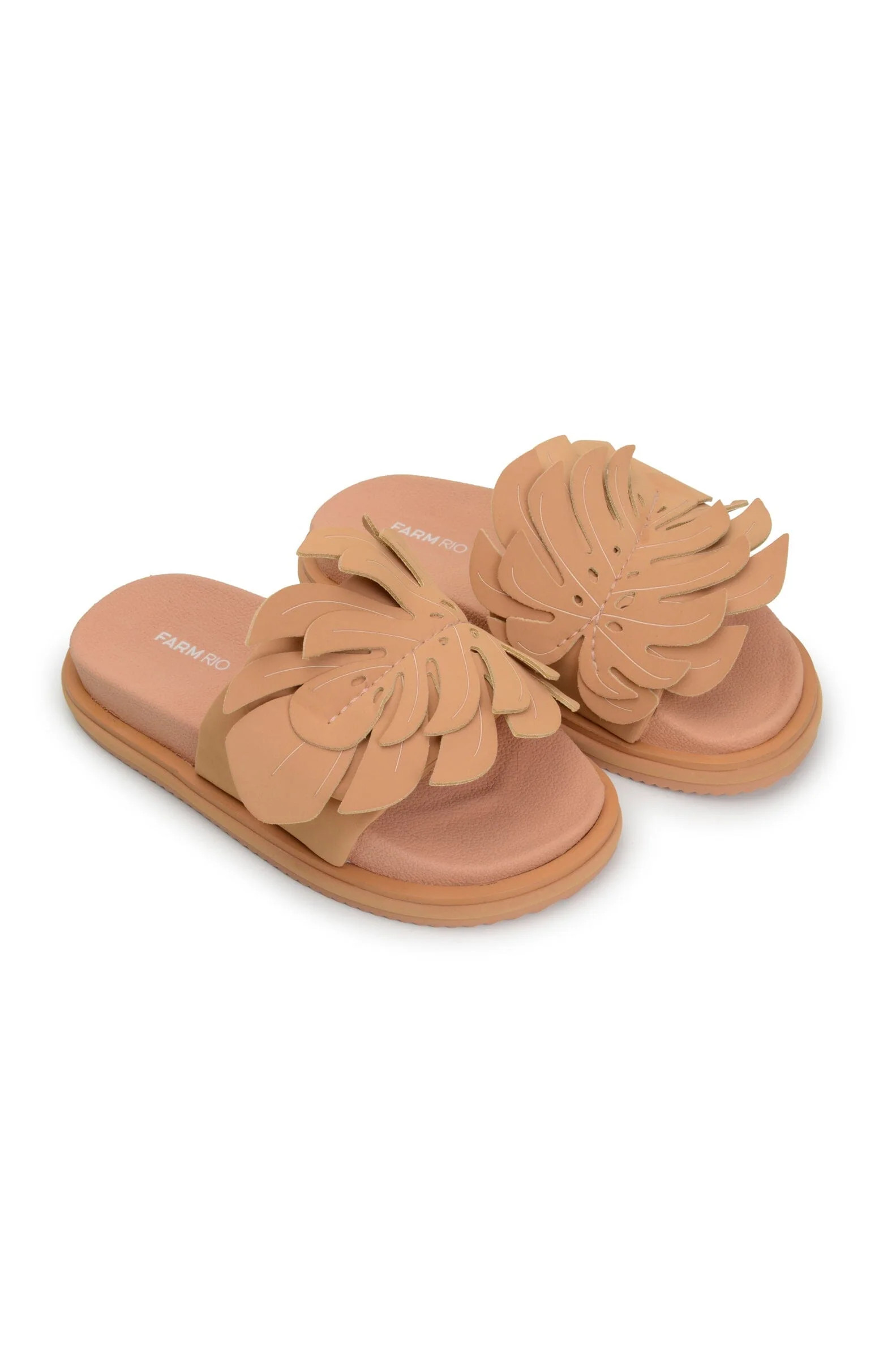 Straw Monstera Anatomic Slide Sandal | FarmRio (US)