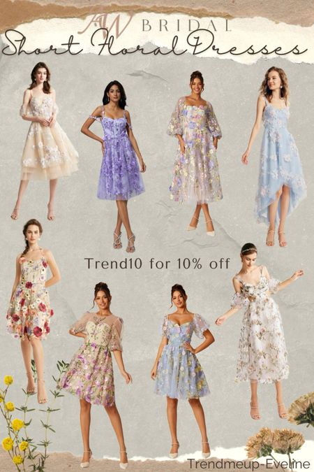 AW Bridal Dresses - Short Floral Dresses, wedding guest dress, wedding dress 

#LTKwedding #LTKmidsize #LTKfindsunder100