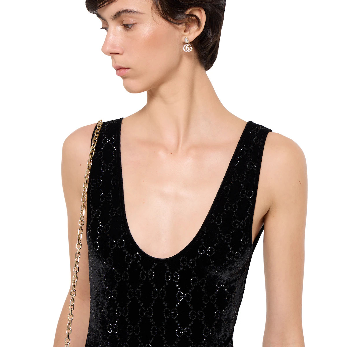 Gucci - Chenille bodysuit with GG crystals | Gucci (US)