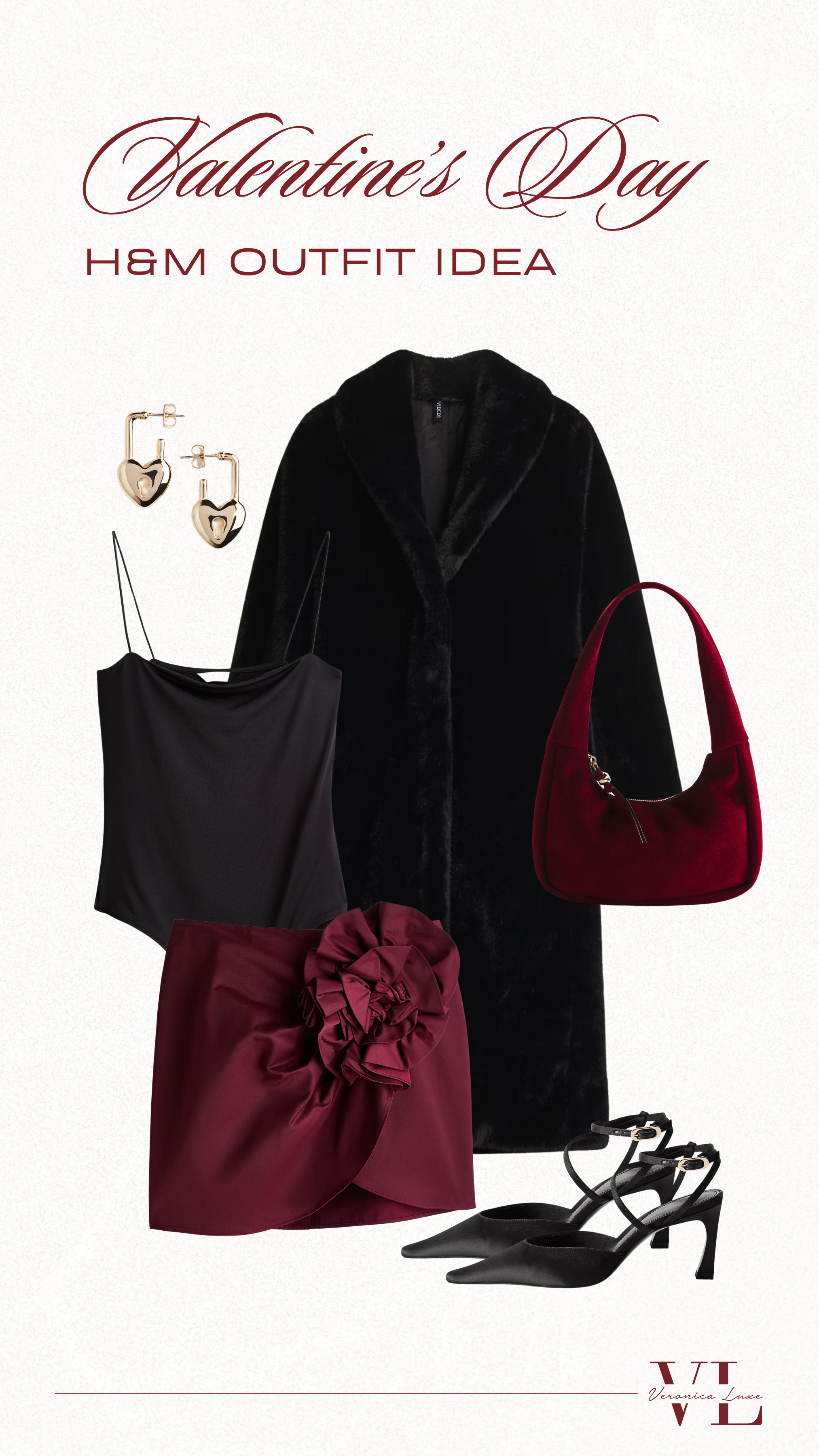 I’m obsessed with this H&M Valentine’s Day outfit ❤️ The burgundy skirt, black bodysuit, faux fur coat, and heels are such an easy affordable Valentine outfit that still looks elevated. Perfect date night outfit from H&M. 💋 

 #LTKValentine #LTKgrwm #LTKootd #LTKSeasonal