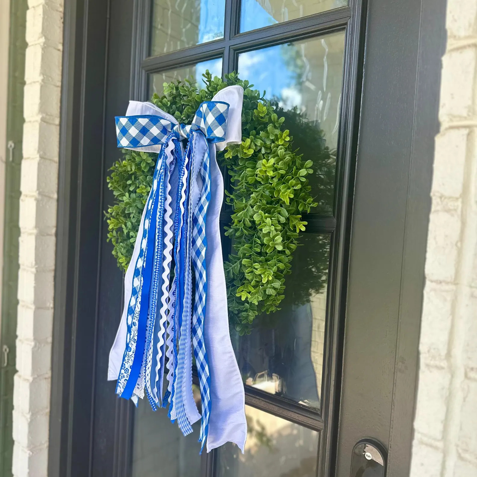 Blue White Summer Bow Wreath Porch Decor Front Door Accent Year Round Decor Coastal Home Gift Ide... | Etsy (Global)