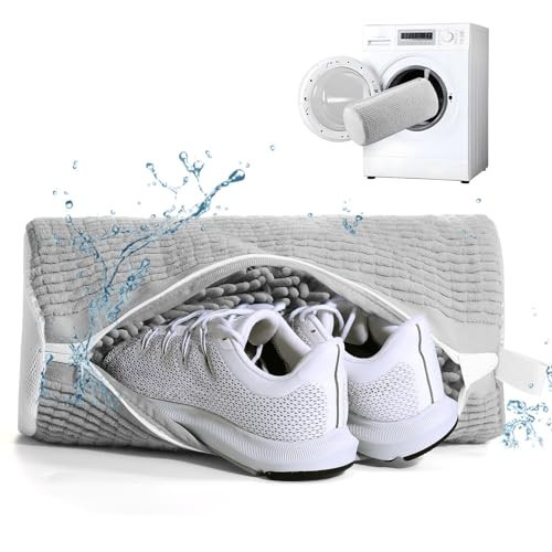 Shoe Washing Machine Bag, Invisible Zipper Side Opening Shoe Washing Bag for Washer and Dryer, Shoe Laundry Bags for Sneakers, Reusable Shoe Cleaning Bag for All Shoe Sizes (Grey 1pc) | Amazon (US)