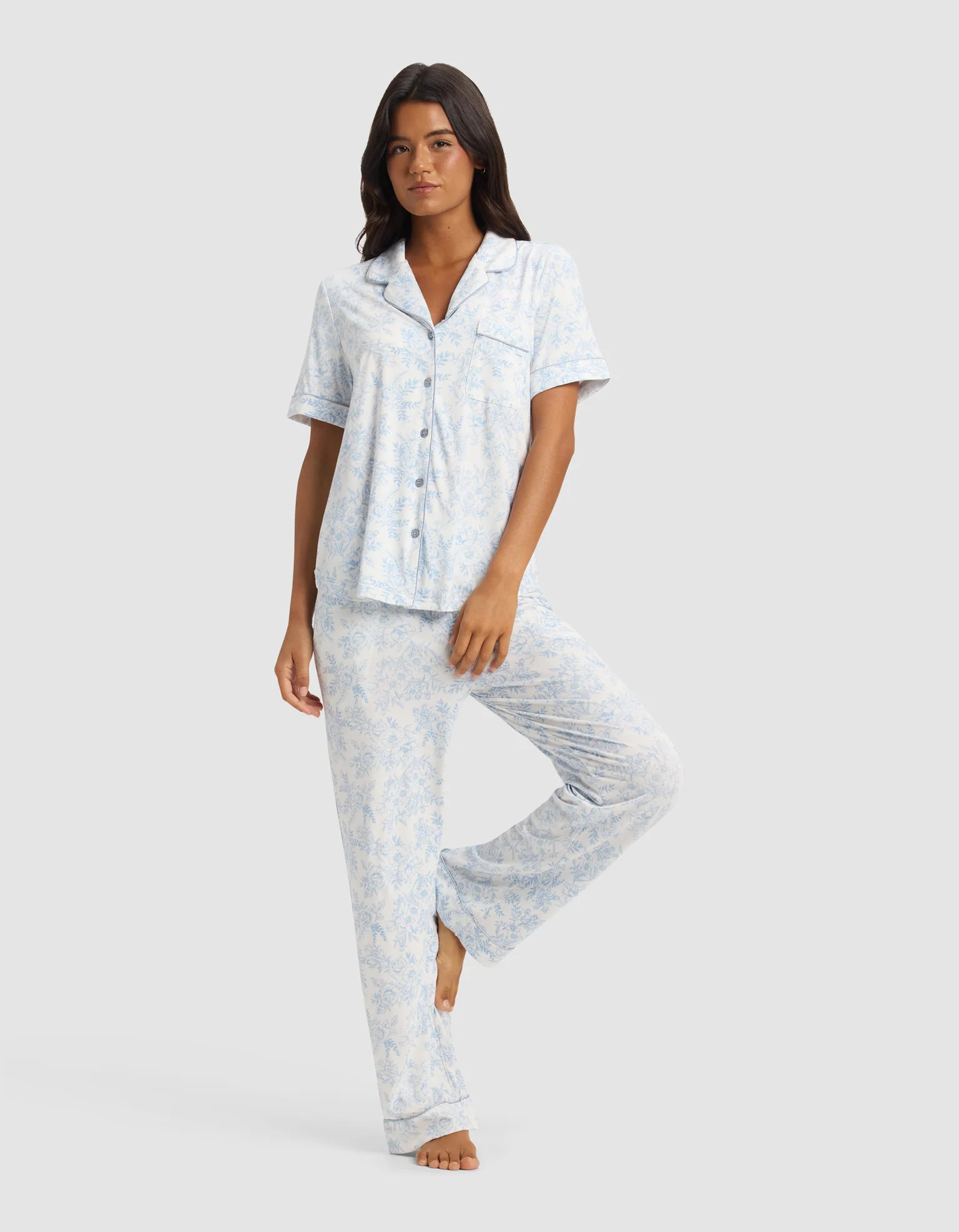 Women's Bamboo Stretch-Knit Short Sleeve & Pant Pajama Set | Cozy Earth