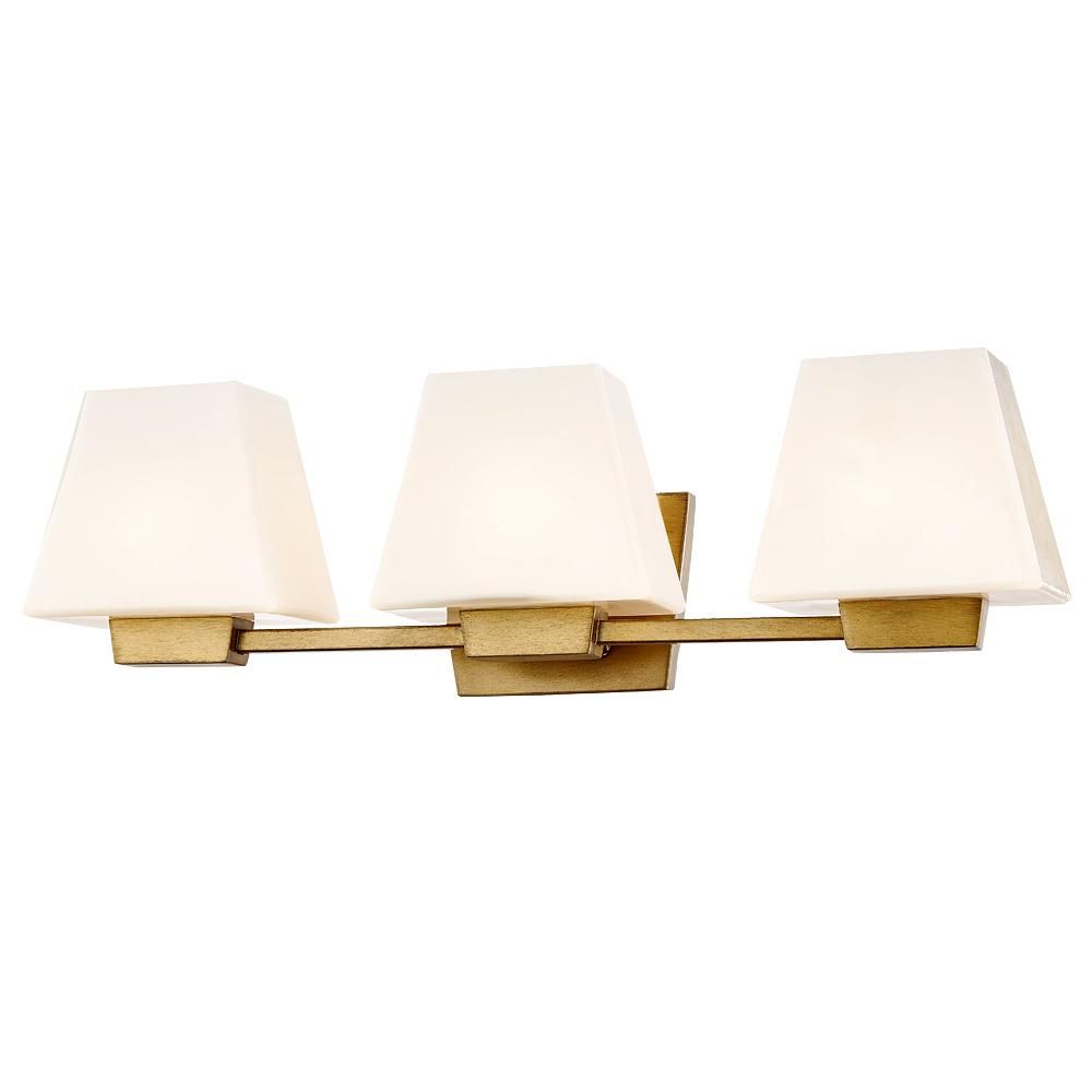 Fifth and Main Lighting Loire 3-Light Antique Gold Wall Sconce with Glass Shade | The Home Depot