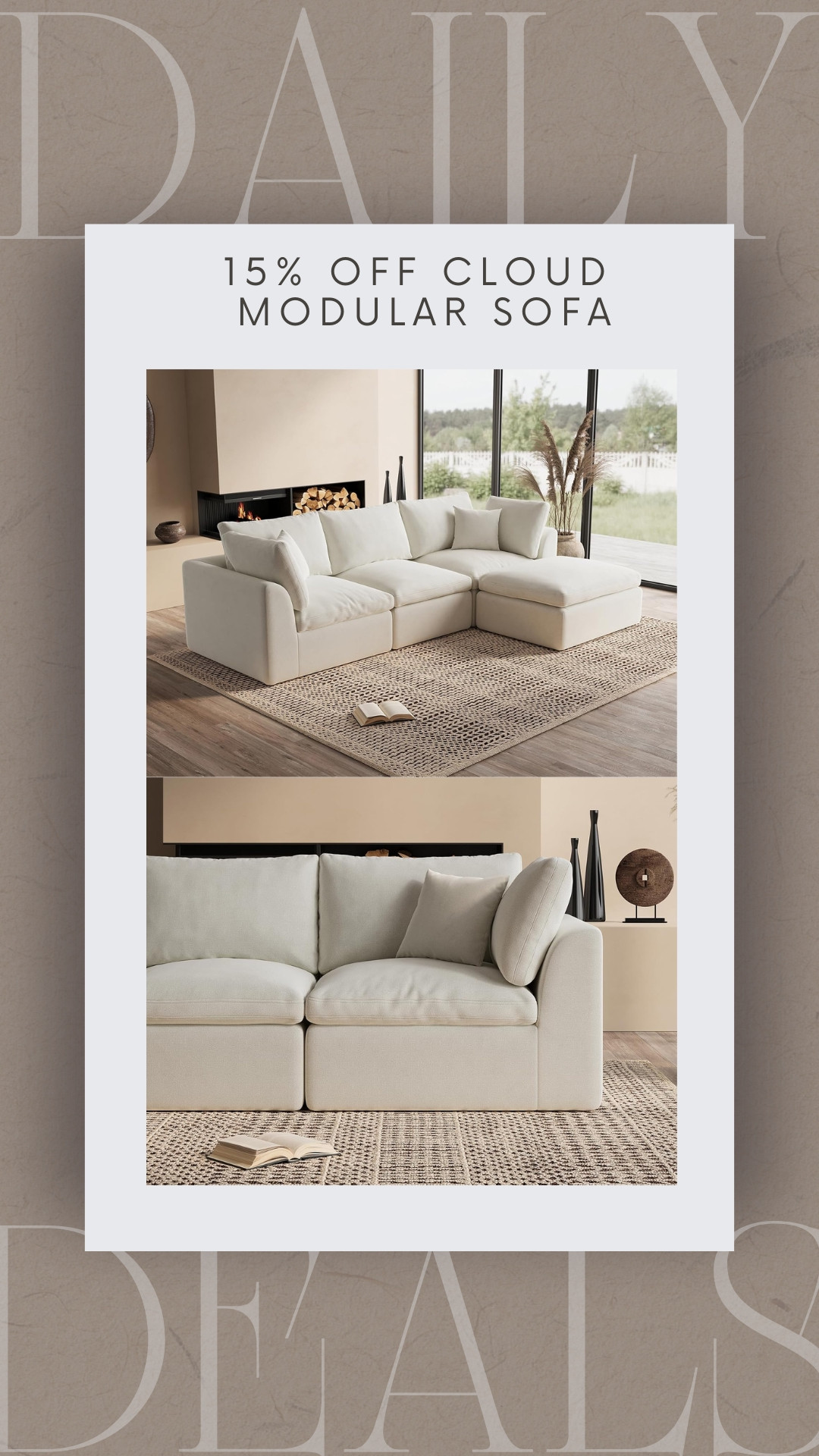 This modular cloud sofa from amazon is 15% off! 

daily deals, amazon finds, amazon deals, sofa, living room, modern organic, neutral home, modern home, home decor, pottery barn 

 #LTKHome #LTKSaleAlert