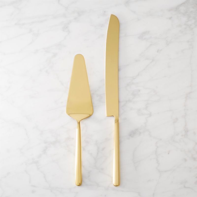 2-Piece Gold Cake Serving Set + Reviews | CB2 | CB2